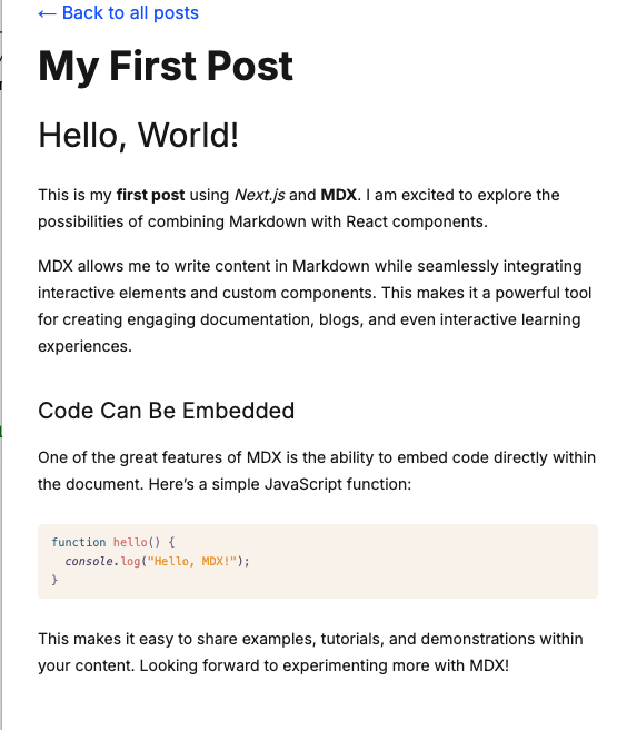 Результат стилей prose от @tailwindcss typography